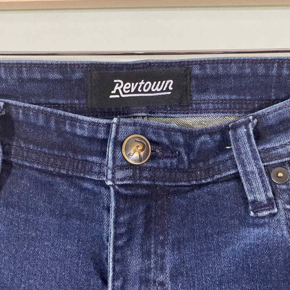Revtown Men Blue Indigo Automatic Straight Leg Jeans Size 38 x 32